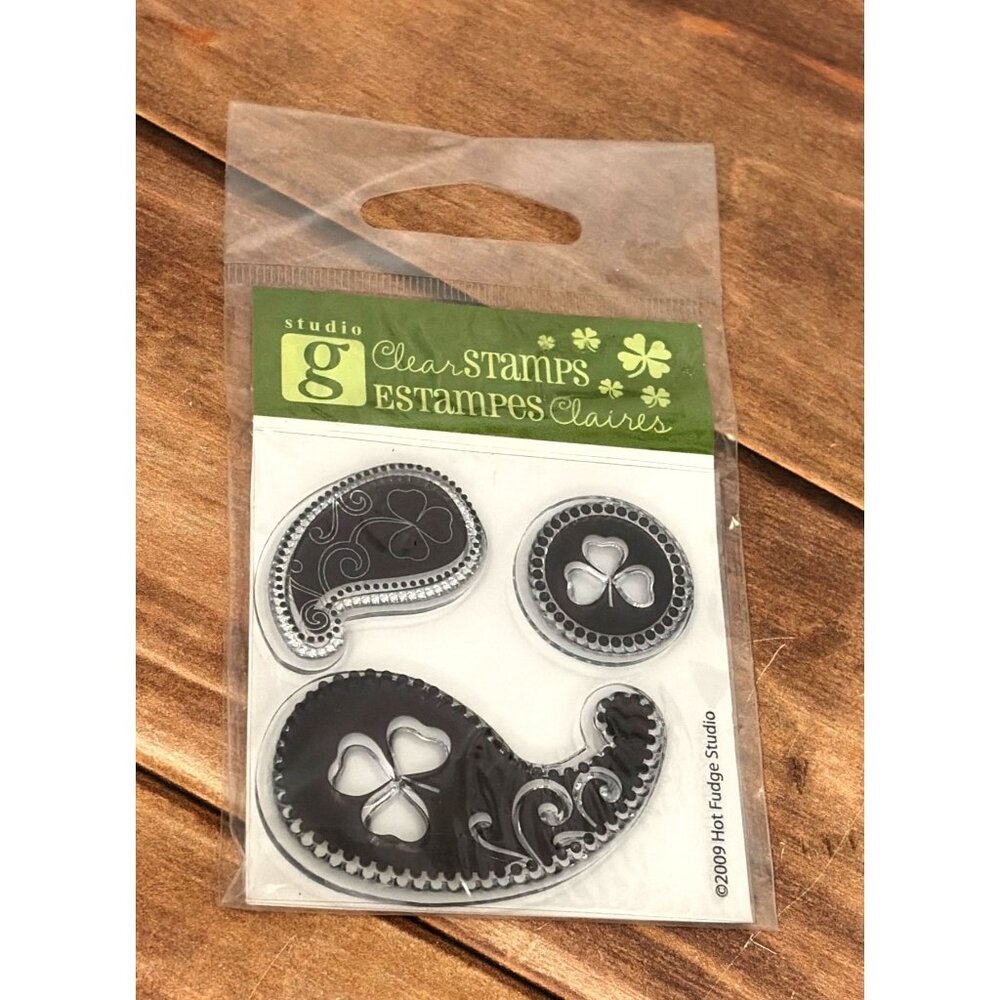 STUDIO G SAINT PATRICKS DAY CLEAR STAMP SET PAISLEY SHAMROCK BY HOT FUDGE STUDIO